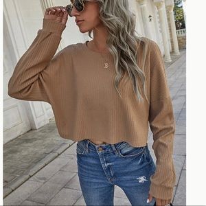 Robby Ribbed Knit Drop Shoulder Ladies Top